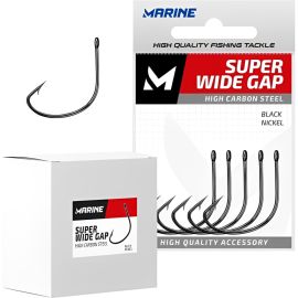 Anzuelo Marine Sports Super Wide Gap N.º 6 - Black 50 unidades
