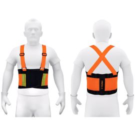 Faja Lumbar Truper 100356 con Cintas de Alta Visibilidad Tamaño M - Naranja/Negro