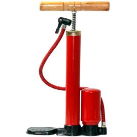Inflador de Pie Corto con Bomba - Rojo/Negro