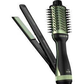 Kit Cepillo Secador GA.MA + Planchita 900/7189 - Negro/Verde