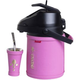 Kit de Tereré Indio Cuero Premium - Rosa Oscuro 2.5L