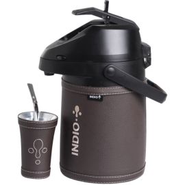 Kit de Tereré Indio Símil Cuero - Marrón Chocolate 2.5L
