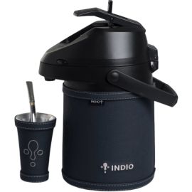 Kit de Tereré Indio Símil Cuero - Negro Ventilado 2.5L