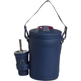 Kit de Tereré Indio Termolar Cuero Símil - Azul Marino 2.5L