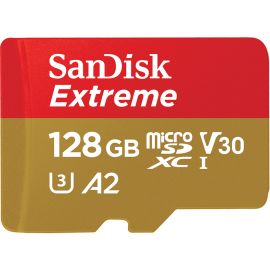Memoria Micro SD SanDisk Extreme 190-130 MB/s U3 128 GB con Adaptador (SDSQXAA-128G-GN6MA)