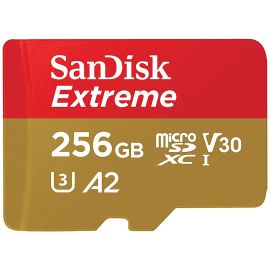Memoria Micro SD SanDisk Extreme 190-130 MB/s U3 256 GB con Adaptador (SDSQXAV-256G-GN6MA)