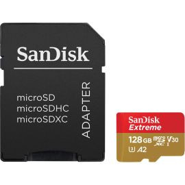 Memoria Micro SD SanDisk Extreme 190-90 MB/s U3 128GB con Adaptador (SDSQXAA-128G-GN6AA)