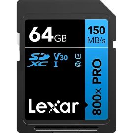 Memoria SD Lexar 800x PRO Blue High-Perfotmance 150 MB/s C10 U3 V30 64GB (LSD0800P064G-BNNNG)
