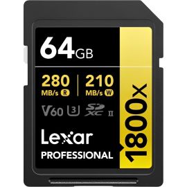 Memoria SD Lexar Professional Gold 1800x 280-210 MB/s C10 U3 V60 UHS-II 64 GB (LSD1800064G-BNNNG)