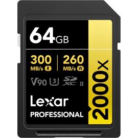 Memoria SD Lexar Profresional Gold 2000X 300-260MB/s 64 GB (LSD2000064G-BNNNG)