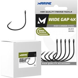 Anzuelo Marine Sports Wide Gap 4X Sin Púa N.º 2/0 - Black 40 unidades