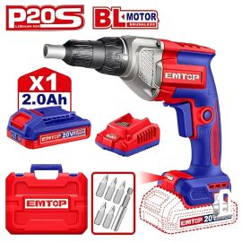 Taladro Inalámbrico Drywall Emtop ECDSL204281 1/4" 20V - Rojo/Azul