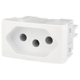 Toma Bipolar con Tierra Kally 20A Norma Brasilera - Blanco